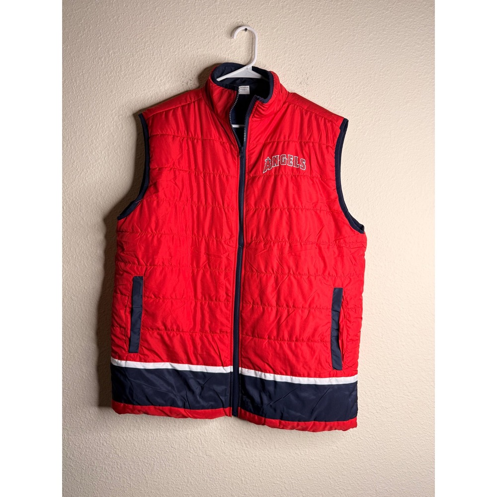 Nitto LA Angels MLB Puffer Vest Mens XL Red Colorblock Gorpcore Sporty